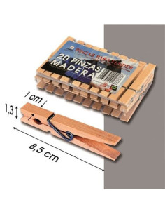 PACK 20 PINZAS DE ROPA GRANDES MADERA