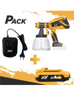 PISTOLA DE PINTAR 20V (SIN BATERÍA) + BATERIA 20V 2AH + CARGADOR DE BATERÍA