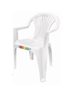 SILLA PLASTICA JARDIN CON REPOSABRAZOS BLANCA