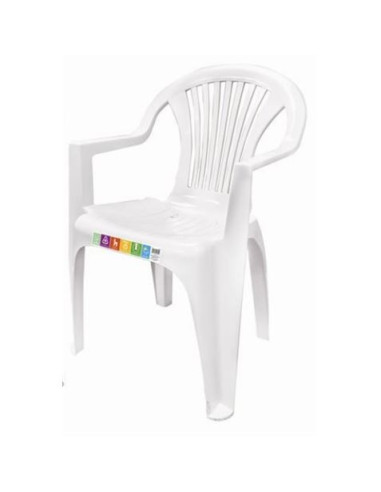 SILLA PLASTICA JARDIN CON REPOSABRAZOS BLANCA