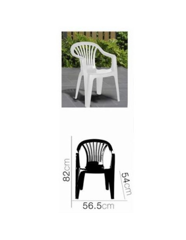 SILLA PLASTICA JARDIN CON REPOSABRAZOS BLANCA
