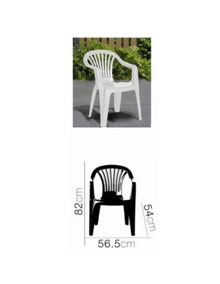 SILLA PLASTICA JARDIN CON REPOSABRAZOS BLANCA