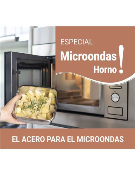 TUPPER RECTANGULAR ACERO INOXIDABLE 2.6 LITRO APTO MICROONDAS QUTTIN