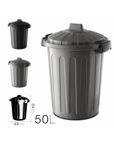 CUBO DE BASURA CON TAPA GRIS 50 LITROS OSKAR
