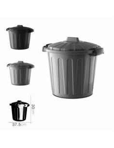 CUBO DE BASURA CON TAPA GRIS/NEGRO 7 LITROS OSKAR 2