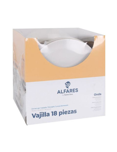 VAJILLA 18 PIEZAS ALFARES MONACO IVORY BRILLO