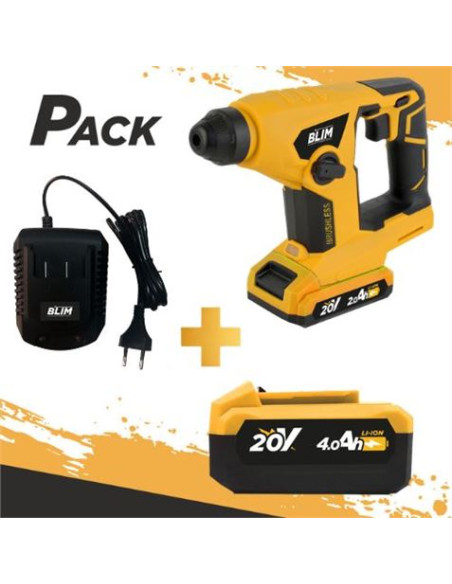 MARTILLO PERFORADOR 20V 1.5 JULIOS + BATERIA 20V 4AH + CARGADOR DE BATERÍA