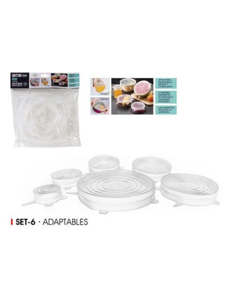 SET 6 TAPAS SILICONA ADAPTABLES QUTTIN