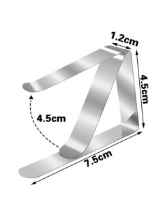 PACK 4 PINZAS SUJETAMANTELES ACERO 7.5X1.2X4.5CM 2