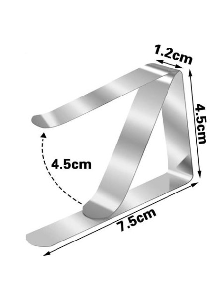 PACK 4 PINZAS SUJETAMANTELES ACERO 7.5X1.2X4.5CM