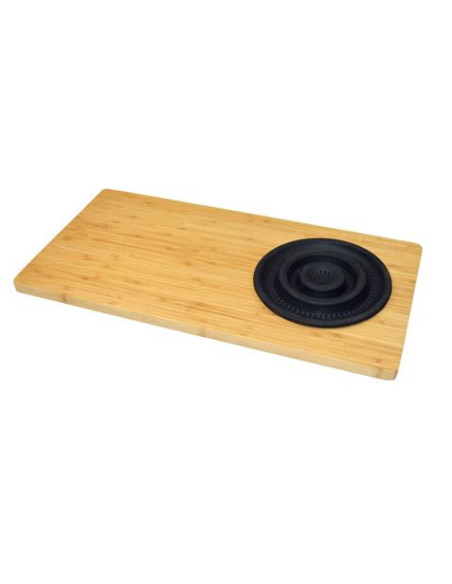 TABLA DE CORTAR CON ESCURRIDOR NEGRO | BAMBÚ | 58X29X1.8CM JOCCA