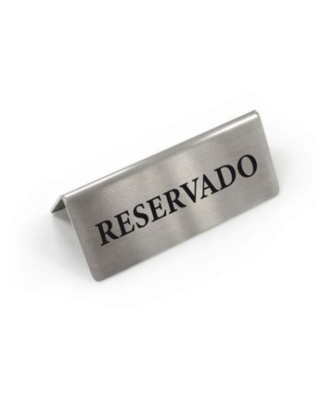 CARTEL TRIANGULAR ACERO MESA RESERVADO MY BAR