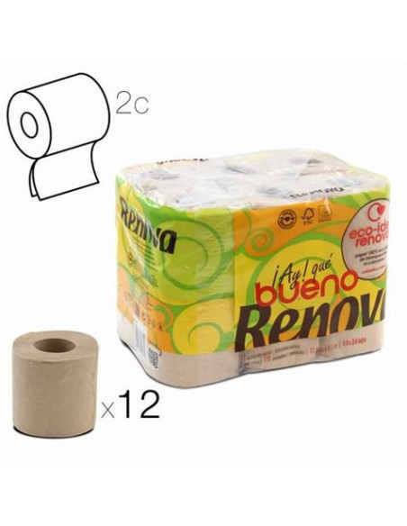 PACK 12 ROLLOS PAPEL HIGIENICO DOBLE CAPA RENOVA