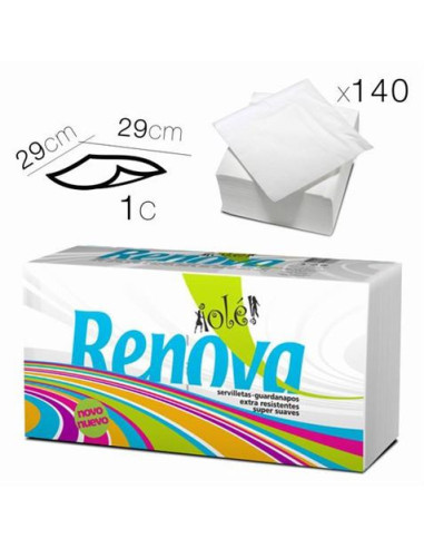 SERVILLETAS 29X29 BLANCAS 140 UNIDADES RENOVA