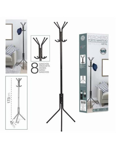 PERCHERO DE PIE METALICO NEGRO 45X38X173