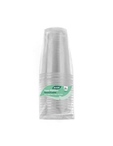 PACK 25 VASOS PLASTICOS TRANSPARENTE 250CC ALGON