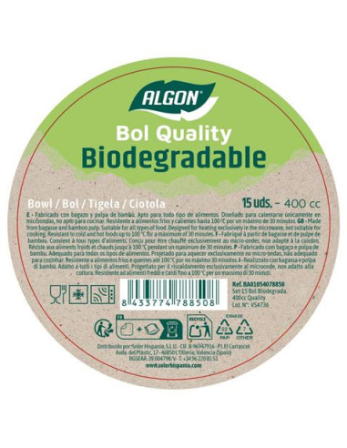SET 15 BOL BIODEGRADABLES 400CC ALGON