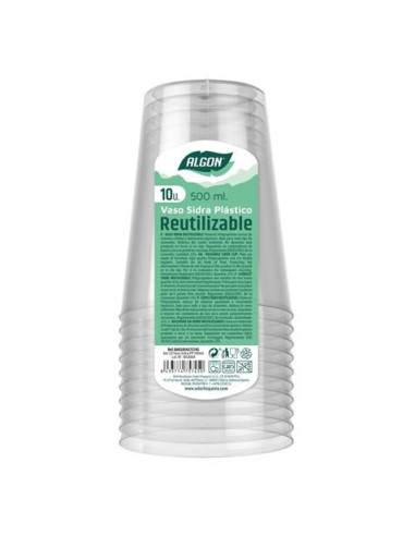 SET 15 VASOS REUTILIZABLES PLASTICO 500ML ALGON