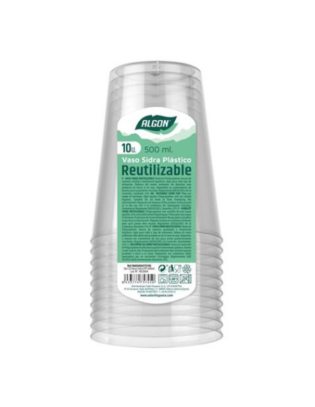 SET 15 VASOS REUTILIZABLES PLASTICO 500ML ALGON
