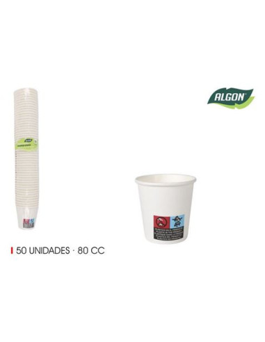 SET 50 VASO BLANCO CARTON 80CC ALGON