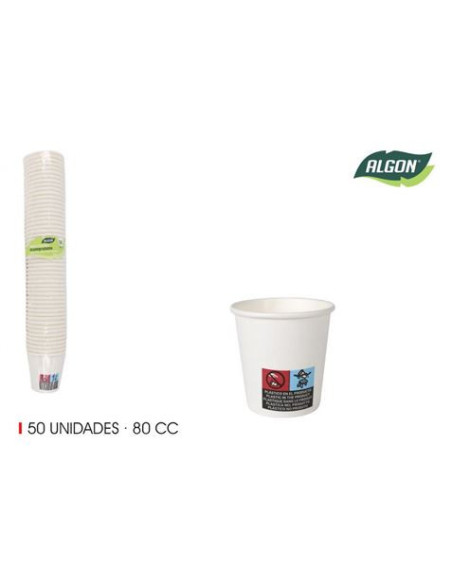 SET 50 VASO BLANCO CARTON 80CC ALGON
