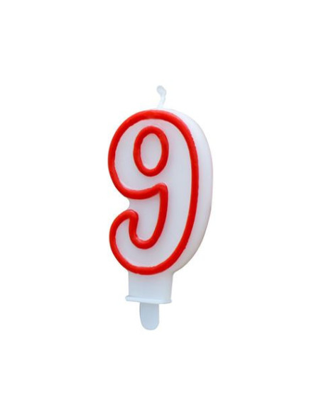 VELA BLANCA Y ROJA NUMERO 9 ALGON