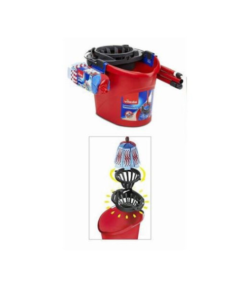 PACK CUBO 10 LITROS + FREGONA 3 ACTION CON PALO VILEDA