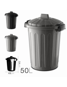 CUBO DE BASURA CON TAPA GRIS 50 LITROS OSKAR