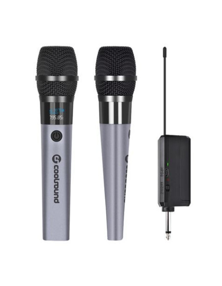 PACK 2 MICROFONOS INALÁMBRICOS UHF CON RECEPTOR Y BATERÍA COOLSOUND
