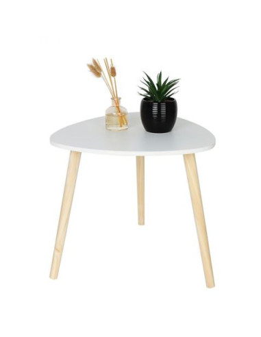MESITA AUXILIAR MADERA BLANCA 48CM