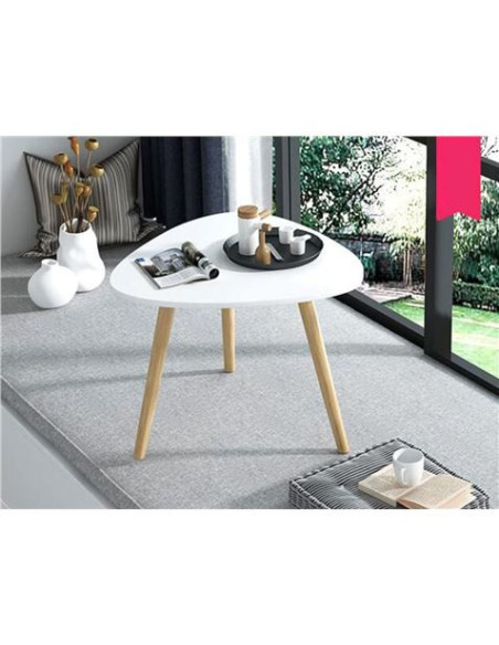 MESITA AUXILIAR MADERA BLANCA 48CM