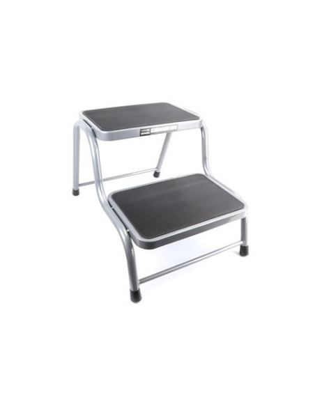 TABURETE ACERO 2 PELDAÑOS MADER