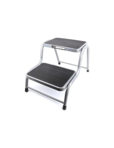 TABURETE ACERO 2 PELDAÑOS MADER
