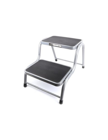 TABURETE ACERO 2 PELDAÑOS MADER