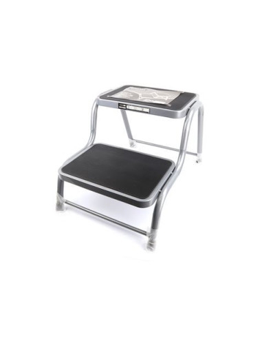 TABURETE ACERO 2 PELDAÑOS MADER