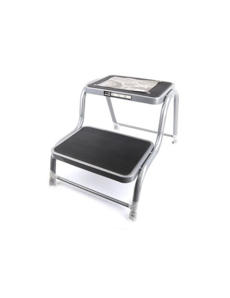 TABURETE ACERO 2 PELDAÑOS MADER