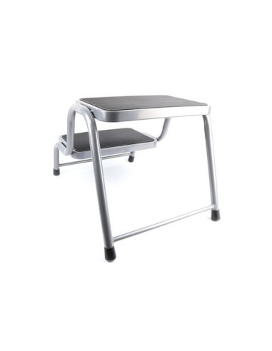 TABURETE ACERO 2 PELDAÑOS MADER