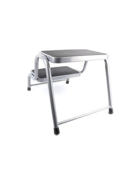 TABURETE ACERO 2 PELDAÑOS MADER