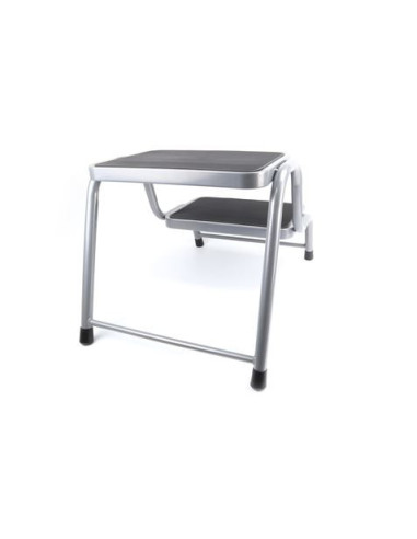 TABURETE ACERO 2 PELDAÑOS MADER