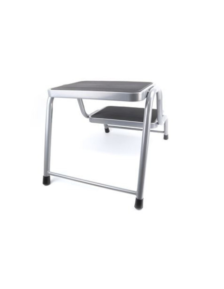 TABURETE ACERO 2 PELDAÑOS MADER