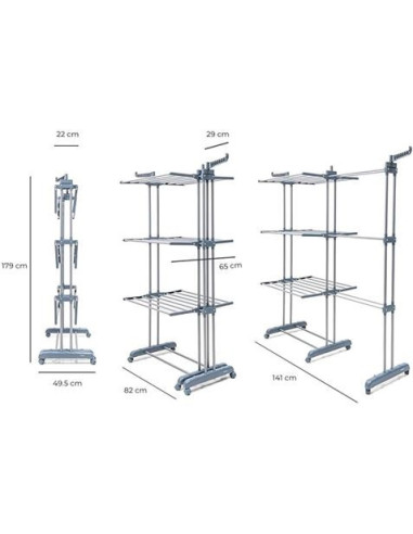 TENDEDERO VERTICAL EXTENSIBLE HASTA 141CM CON RUEDAS INNOVAGOOD