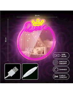 ESPEJO DECORATIVO CON NEON LED QUEEN FOREVER 2