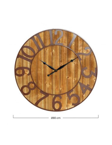RELOJ DE PARED VINTAGE MADERA OSCURA 80CM