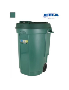 CUBO PAPELERA CON RUEDAS 110 LITROS VERDE EDA 2