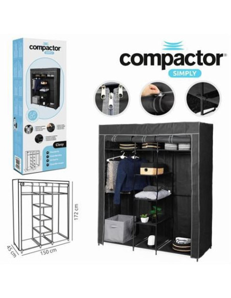 ARMARIO TELA 9 ESTANTES/2 BARRAS 150x45x172CM COMPACTOR