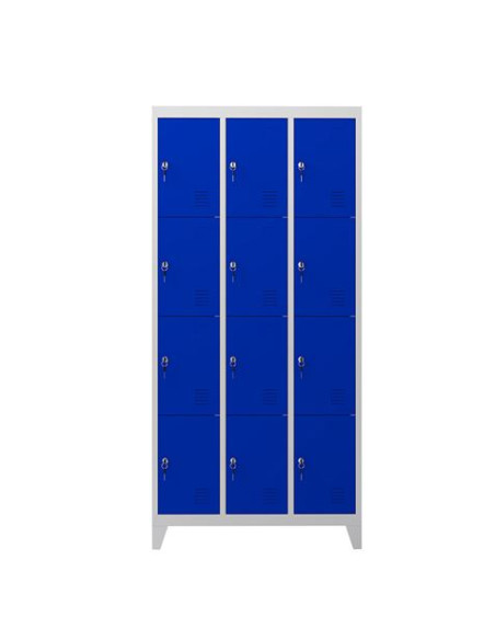TAQUILLA METÁLICA CON PATAS 12 PUERTAS 1900X1000X500MM AZUL CROMAD