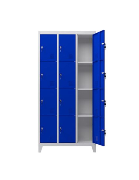 TAQUILLA METÁLICA CON PATAS 12 PUERTAS 1900X1000X500MM AZUL CROMAD