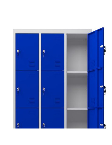 TAQUILLA METÁLICA CON PATAS 12 PUERTAS 1900X1000X500MM AZUL CROMAD