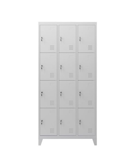 TAQUILLA METÁLICA CON PATAS 12 PUERTAS 1900X1000X500MM CROMAD