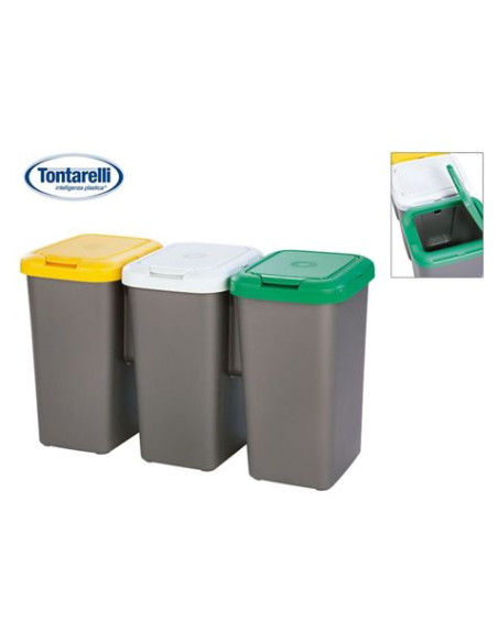SET 3 PAPELERAS DE RECICLAJE DE 25LITROS TONTARELLI